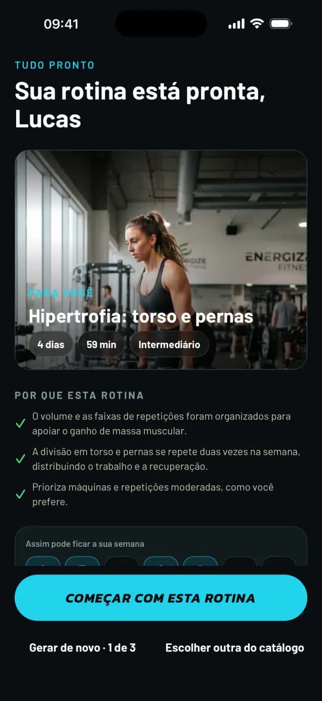 Tela “Sua rotina está pronta” no Mobbe