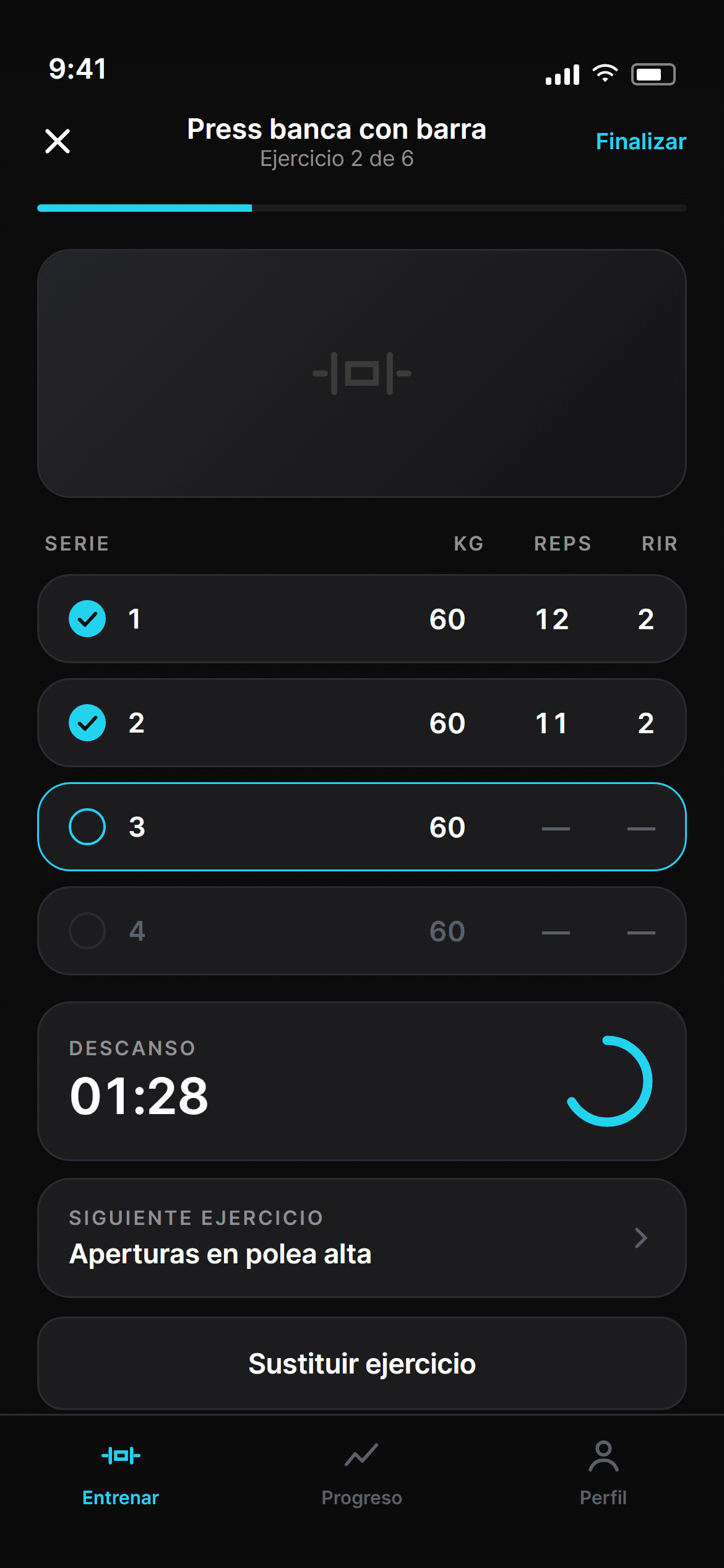 Pantalla La sesión de la app Mobbe